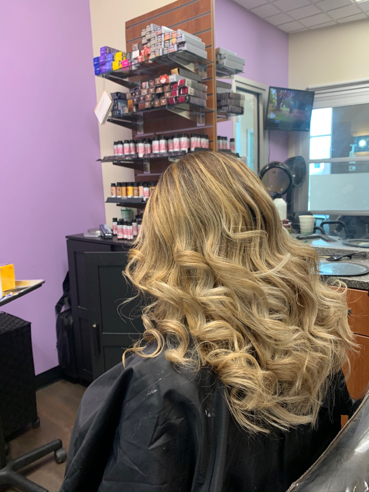 Root touch-up hair color service at Precise Color N Cut in Alpharetta, Georgia